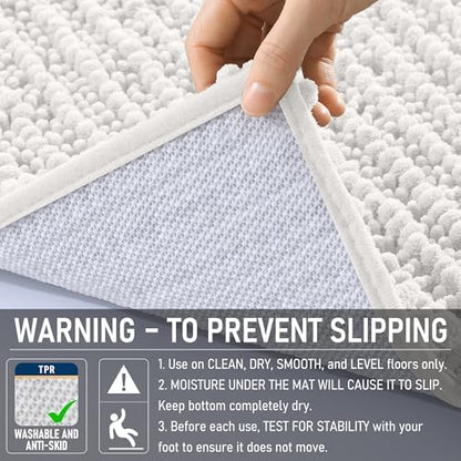OLANLY Large Bathroom Rugs 59x35, Thick Soft Absorbent Chenille Bath Rugs
