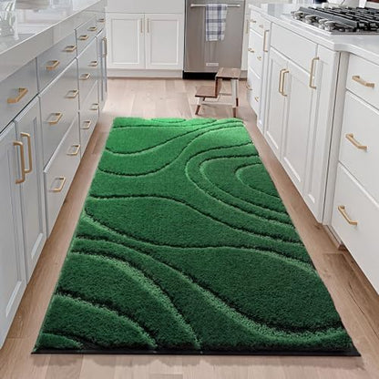 DEXDE Bathroom Rugs Runner Soft Plush Shaggy Absorbent Mat, Green 24x47