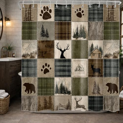 Rustic Cabin Shower Curtain, 72W X 78L inches
