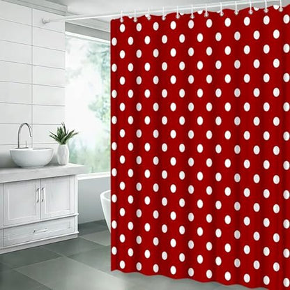 Polka Dot Shower Curtain Red White Retro Spot Vintage Fabric Decorative Bathroom Curtains with Hooks,70" Wx84 H