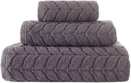 BAGNO MILANO Turkish Cotton Bath Towels, Hand Towels - Soft Plush Jacquard Collection - Highly Absorbent Towel Set (Grey, 2 pcs Bath Towel Set)