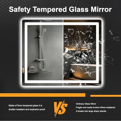 LED Bathroom Mirror with Lights, 30 x 36 Lighted Vanity Wall Mirror