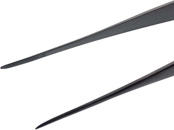 Mercer Culinary 18-8 Stainless Steel Precision Plus Chef Plating Tong, Fine Point, 6-1/8 Inch, Matte Black