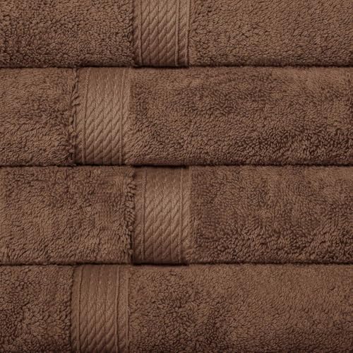 SUPERIOR Egyptian Cotton Plush & Absorbent, Hand Towel Set of 4, Chocolate