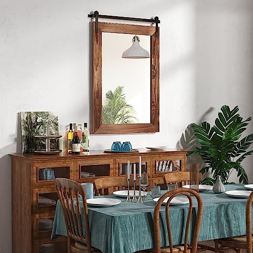 COGOOD Farmhouse Bathroom Mirrors for Over Sink - 42 x 29 Brown