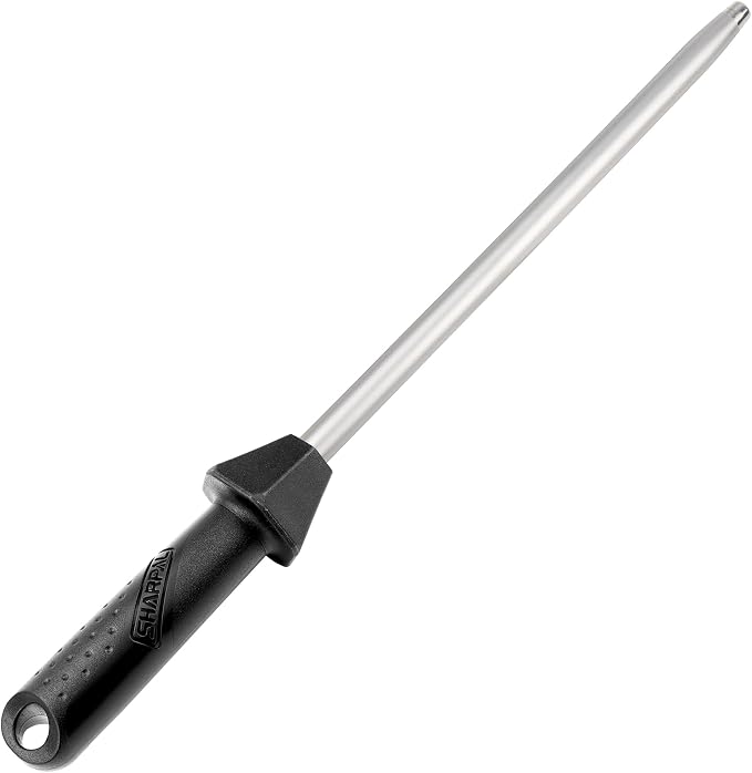 SHARPAL 119N Diamond Sharpening Steel – Professional Solid Knife Sharpener Honing Rod with Built-in Angle Guides, Sharpens, Realigns, and Polishes Edges for Chef and Kitchen Knives Fathers Day Gift