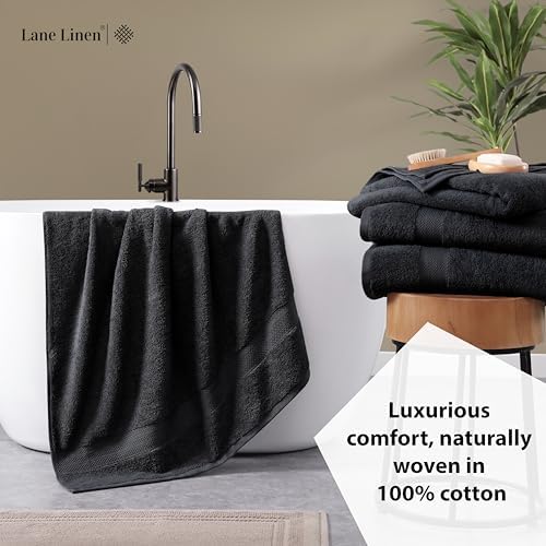 LANE LINEN Large Bath Sheets Absorbent Quick Dry 100% Cotton 2 Pack - Black