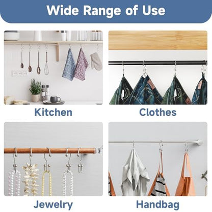 Titanker Shower Curtain Hooks Rings, Rust Resistant Metal Minimalist Simple Double Glide Shower Hooks Rings for Bathroom Shower Rods Curtains, Set of 12 Hooks - Nickel