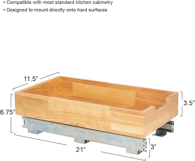 Household Essentials Artisan Natural Wood & Steel Pull-Out Organizer