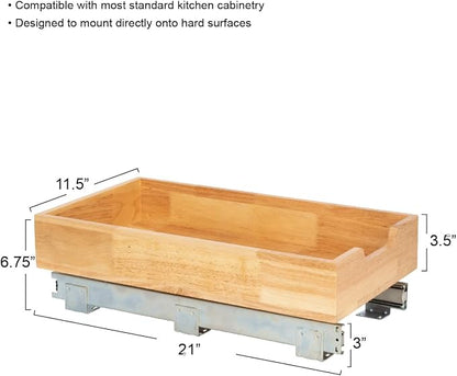 Household Essentials Artisan Natural Wood & Steel Pull-Out Organizer