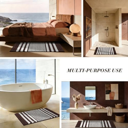 BSICPRO Bathroom Rugs, 17x24 Chenille Bath Mats, Coffee
