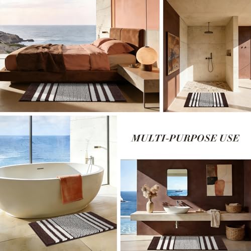 BSICPRO Bathroom Rugs, 20x32 Chenille Bath Mats, Coffee