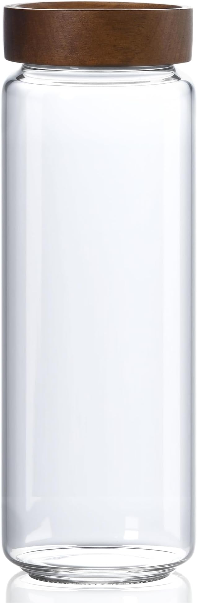 40 fl oz/1200 ml Glass Jar with Airtight Wooden Screw Top Lid, Clear Stackable Food Storage Canister, Large Tall Decorative Glass Container for Coffee, Candy, Cookie, Sugar, Oatmeal, Pasta