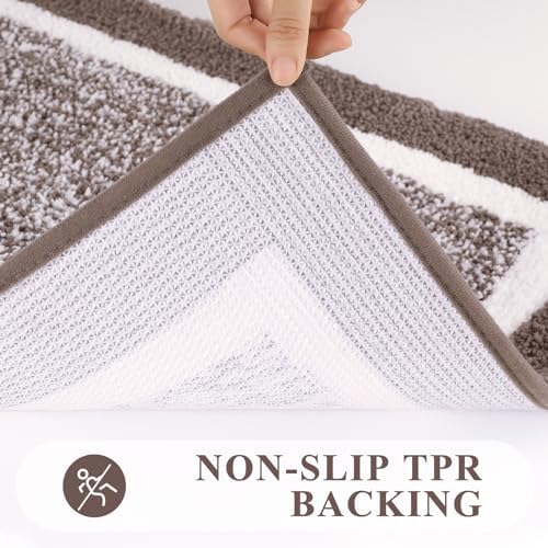 Pauwer Bathroom Rugs 3 Piece Set, Non Slip Washable Bath Mat, Coffee