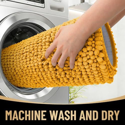 OLANLY Thick Chenille Absorbent Bathroom Rugs Mat 36x24, Golden Yellow