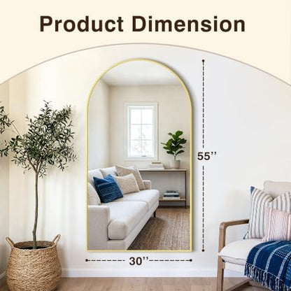 Arched Bathroom Vanity Mirror for Over Sink, 50”x30”, Gold