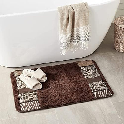 Zahari Home Safari Stripes Animal Bathroom Rug Classic Luxury Leopard Cheetah Zebra Bath Rug Contemporary Decor Beautiful Shower Mat Unique Design Stylish Bathroom Rug Bath Shower Tub Decor