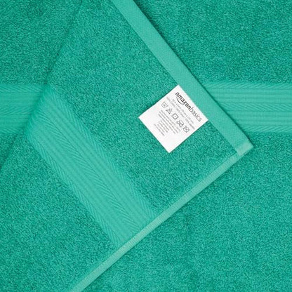 Amazon Basics 6-Piece Oversized Fade-Resistant Towel Set, 100% Cotton, Highly Absorbent, Soft, Teal, 2 Bath Towels, 2 Hand Towels, 2 Washcloths