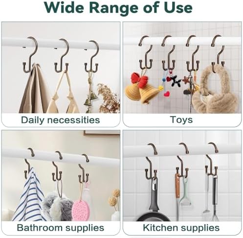Goowin Shower Curtain Hooks, Shower Curtain Rings, Durable Rust Proof Shower Curtain Hangers, Double Glide Shower Rings for Curtain, Simple Shower Hooks for Shower Curtain, Bronze, 12 Pack-Cylinders