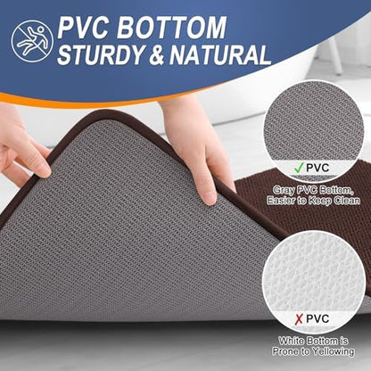 OLANLY Memory Foam Bathroom Runner Rugs 59x20, Absorbent Long Mat, Brown