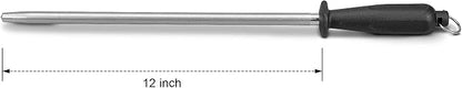 Knives Sharpener Knives Sharpening Honing Rod ALLWIN HOUSEWARE Knives Carbon Honing Steel for Chef Knives Daily Edge Maintenance Non‑Slip Handle with Anti‑Slip Metal Tip for Kitchen Cooking Gift