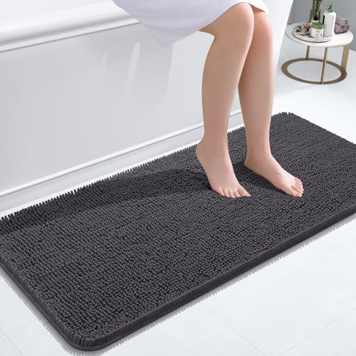 OLANLY Bathroom Runner Rugs 47x20, Extra Soft Absorbent Chenille Bath Rugs