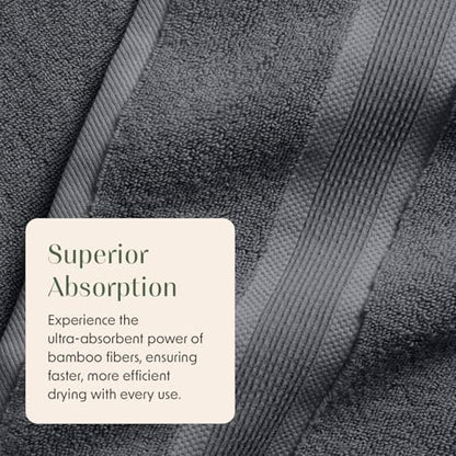 Springtree Home Luxury Bamboo Rayon Plush Bath Towel Set | 4-Pack | Grey