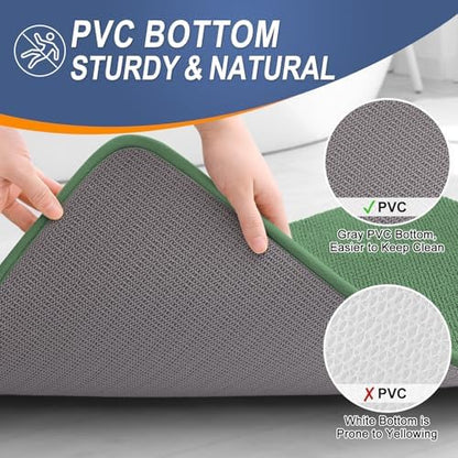 OLANLY Memory Foam Bathroom Runner Rugs 47x24, Long Bath Mats, Olive Green