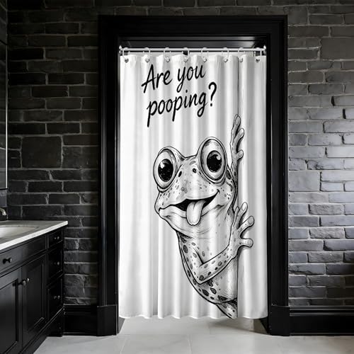 Small Stall Narrow Shower Curtain 36 x 72 Inch Funny Frog Stand Up Cool Hilarious Shower Curtains for Rv Camper Bathroom Decor Sets, Waterproof Cloth Fabric with Hooks