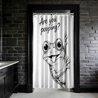 Small Stall Narrow Shower Curtain 36 x 72 Inch Funny Frog Stand Up Cool Hilarious Shower Curtains for Rv Camper Bathroom Decor Sets, Waterproof Cloth Fabric with Hooks