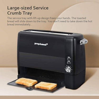 Long Slot Toaster 2 Slice Toaster with 6 Shade Settings, Bagel/Cancel, Extra Wide Slots, Removable Crumb Tray, for Bagels, Waffles, Breads, Puff Pastry, Snacks (2-Slice, Black)