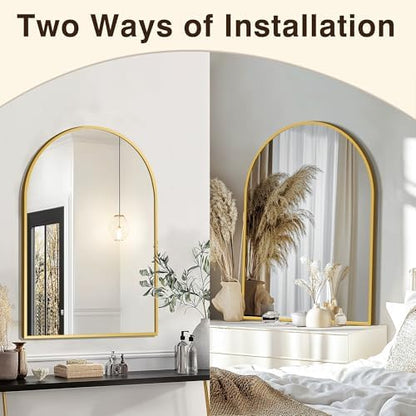 FICTOR 24" x 36" Arched Bathroom Vanity Mirror for Over Sink, Gold