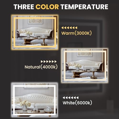 LOAAO 52"X36" LED Bathroom Mirror with Lights, UL Listed