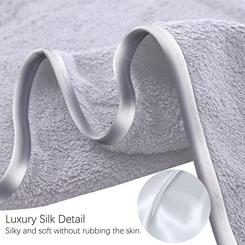 TENSTARS Luxury Silk Hemming Towel Set - Light Thin Quick Drying - 2 Bath Towels 2 Hand Towels 2 Washcloths - Ultra Soft Microfiber Towel for Bath Fitness, Sports, Yoga, Travel (Light Grey 6 Pieces)