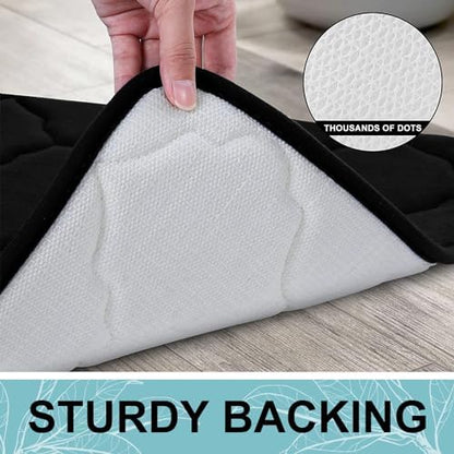 OLANLY Memory Foam Bath Mat Rug 47x24, Ultra Soft and Absorbent Bathroom Rugs, Non-Slip, Comfortable, Machine Washable Bath Carpet for Bathroom Floor, Tub, Shower and Home Decor Accessories, Black