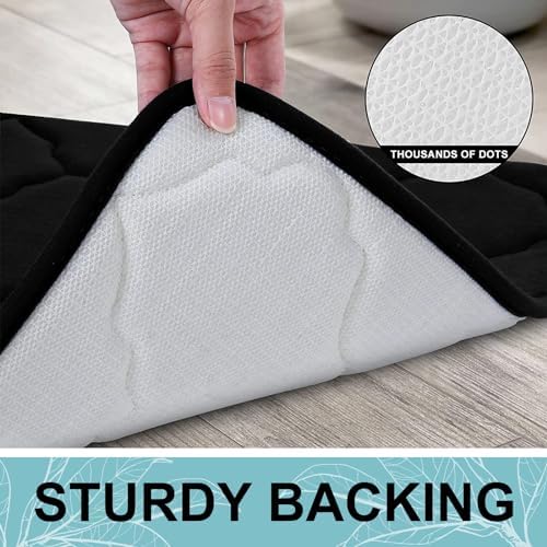 OLANLY Memory Foam Bath Mat Rug 59x20, Ultra Soft Bathroom Rugs, Black