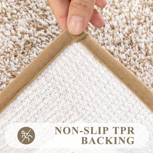 Pauwer 3 Piece Bathroom Rug Set, Non Slip Washable Bath Mat, Khaki