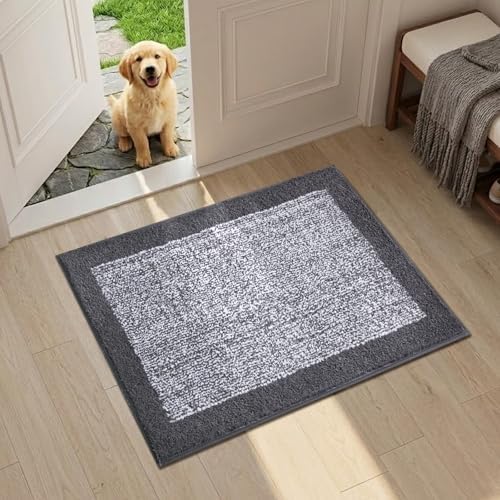 Bathroom Rugs 24x17 Non Slip Washable, Soft Absorbent Bath Mat Grey