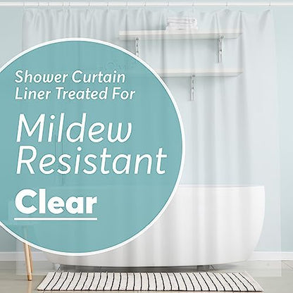 BigFoot Shower Curtain – 72 x 84 PEVA Premium Shower Curtain with Rustproof Metal Grommet and 3 Magnetic Weights – Odor Free and Compatible with Standard Showers, Clear