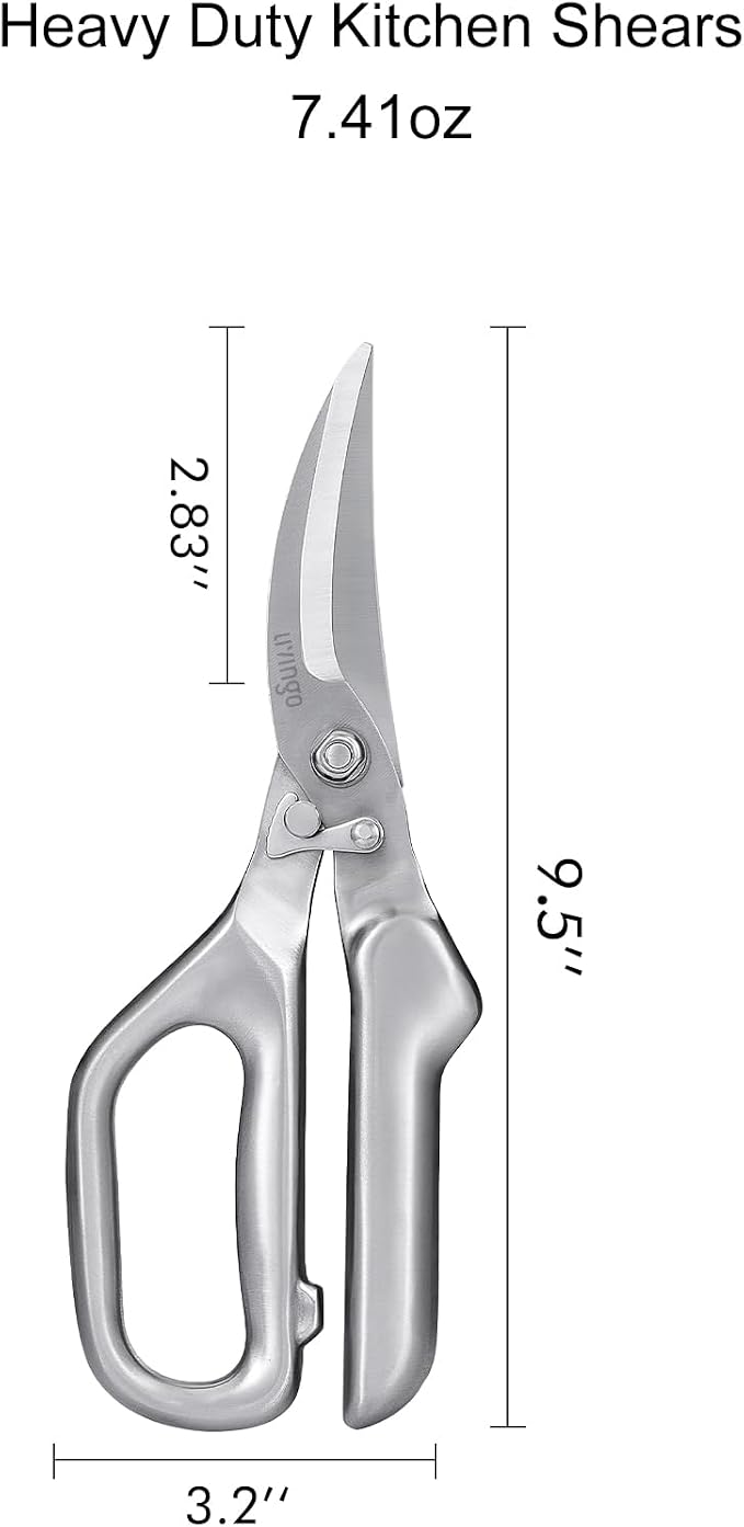 LIVINGO Kitchen Scissors - Heavy Duty Poultry Shears Sharp Cutting Food Chicken Bone Meat Vegetable for Cooking, Multipurpose Stainless Steel Utility Scissors, Safety Lock