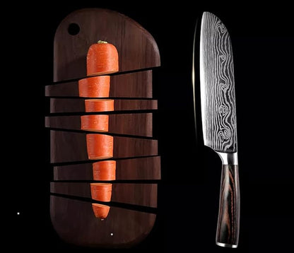 Majesty Series 8pc Damascus-Pattern Kitchen Knife Set - Ultra-Sharp Laser-Etched Pattern, Pakkawood Handles, Razor-Sharp Stainless Steel, Premium Gift Box