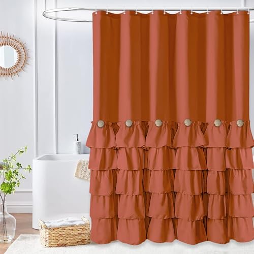 Seasonwood Orange Shower Curtain 72" W x 72" L,Dark Orange