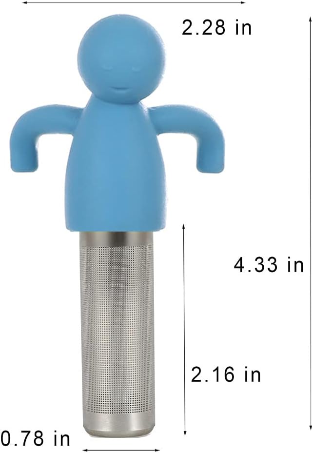 Leden Tea Infuser Cute Tea Strainer for Loose Tea Fine Mesh Stainless Steel Tea Ball Steeper & Diffuser with Silicone Lid for Tea Cup & Mug, with Cleaning Brush Blue