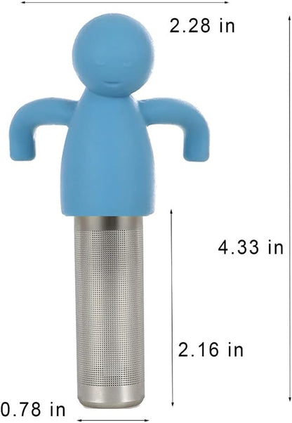 Leden Tea Infuser Cute Tea Strainer for Loose Tea Fine Mesh Stainless Steel Tea Ball Steeper & Diffuser with Silicone Lid for Tea Cup & Mug, with Cleaning Brush Blue