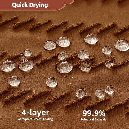 Siiluminisoy 78 Inch Long Shower Curtain Terracotta Fabric 72x78 Shower Curtain Cloth Textured Tufted Chevron Vintage Shower Curtains for Bathroom