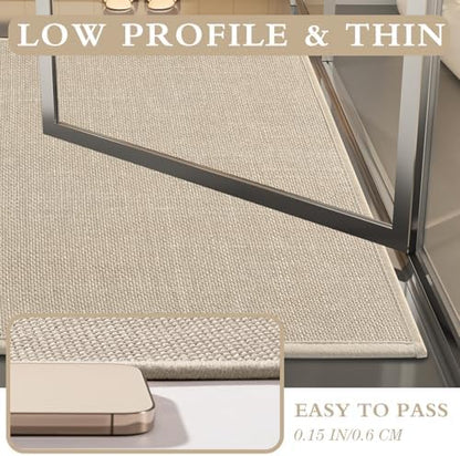 YIHOUSE Bathroom Rugs Thin Bath Mat Sets 4 Pieces Quick Dry,Beige