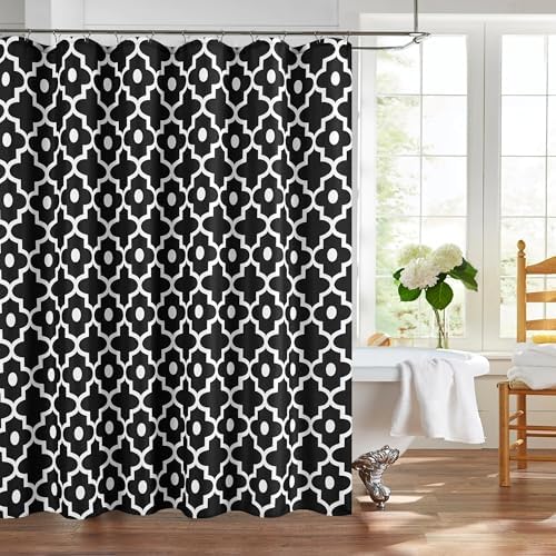 Fabric Modern Shower Curtain-Black and White Shower Curtains for Bathroom