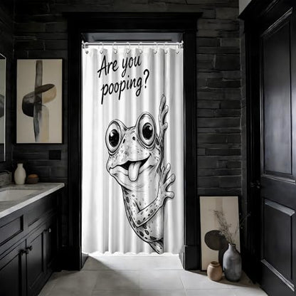Small Stall Narrow Shower Curtain 48 x 72 Inch Funny Frog Stand Up Cute Animal Shower Curtains for Rv Camper Bathroom Decor Sets, Waterproof Cloth Fabric with Hooks