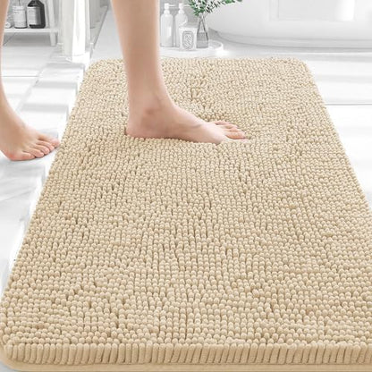 OLANLY Small Bathroom Rugs 30x18, Extra Soft Absorbent Chenille Bath Rugs