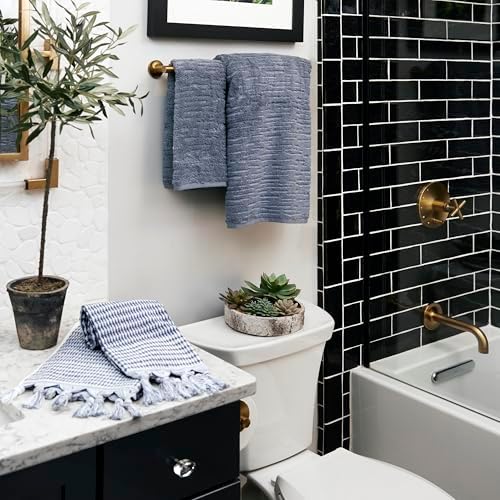 SKL Home CloudSoft Bath Towel, 100% Cotton Luxury, Smoke Blue
